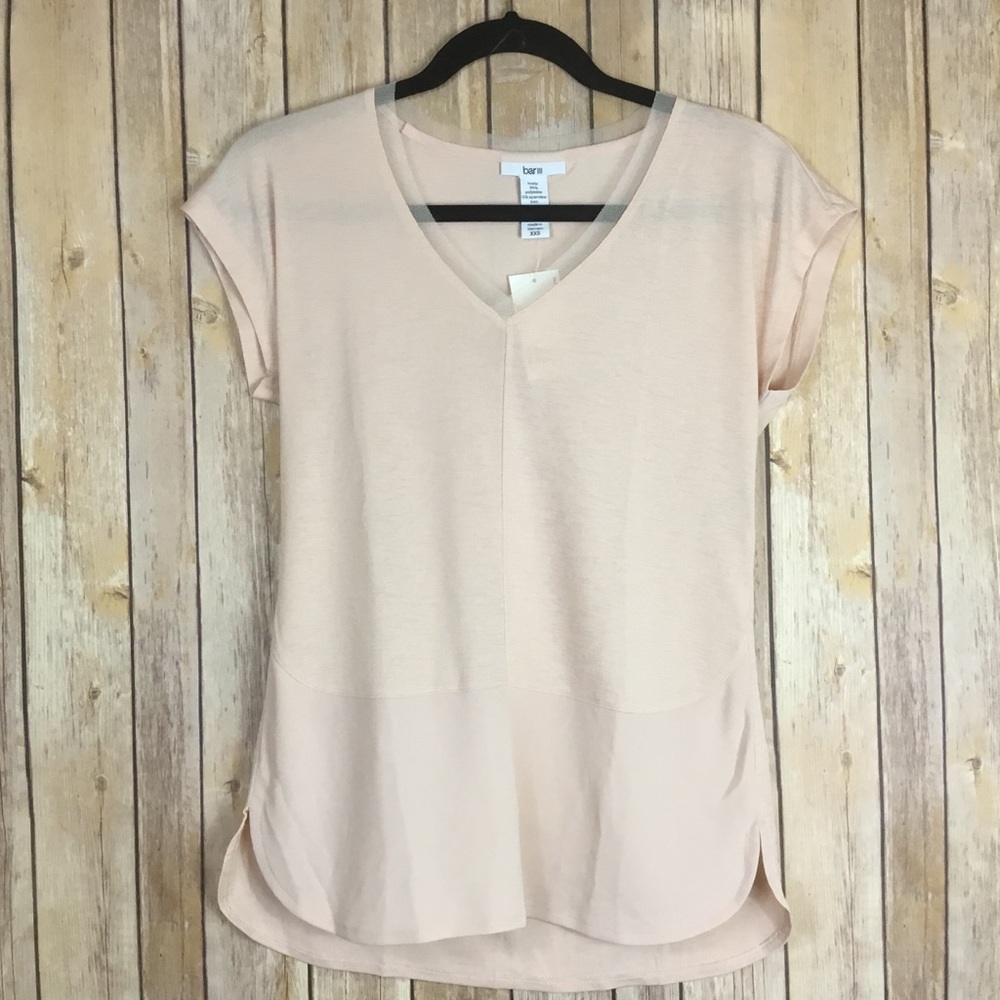 BAR III WOMEN BLOUSE CREAM SZ XXS SHORT SLEEVE